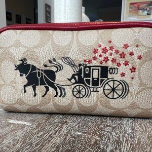 Coach Lunar New Year Boxy Cosmetic Case Ox And Carriage Signature Canvas NWT